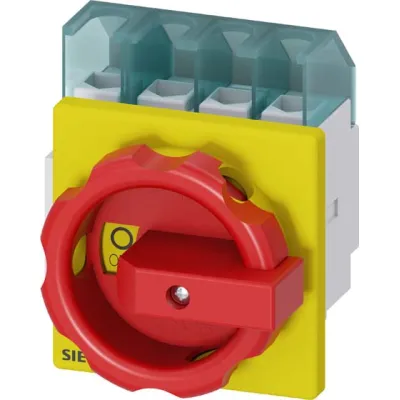 Siemens Haupt- und Not-Aus-Schalter 3LD2203-1TL53 | Lasttrennschalter 4-polig 32A | IP65 | Frontantrieb | Rot/Gelb