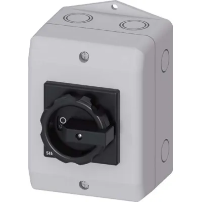 Siemens Hauptschalter 3LD2264-1GP51 | 3-polig | 32A | IP65 | 400V | 11,5kW | schwarzer Drehantrieb | isoliert