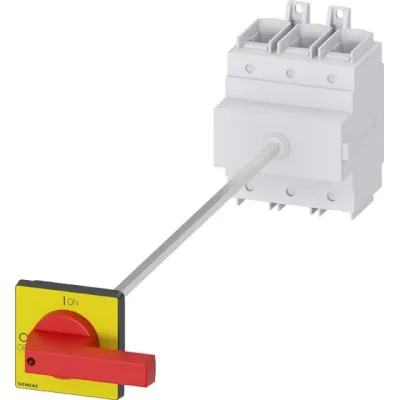 Siemens Hauptschalter 3LD2418-0TK13 | 3-polig | 250A | Not-Aus-Schalter | Bodenbefestigung | IP65 | Drehantrieb rot/gelb