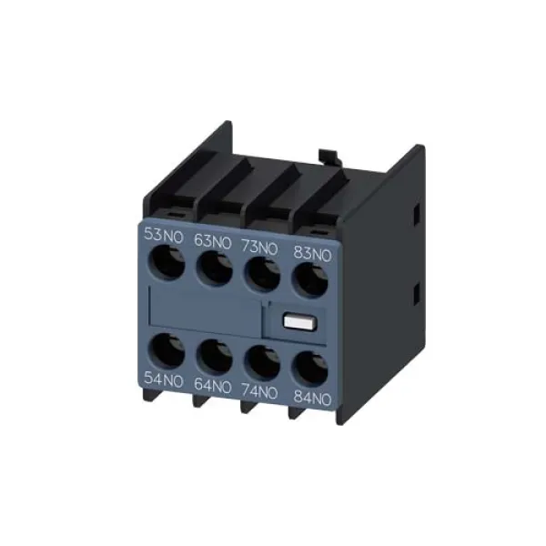 Siemens Hilfsschalterblock 3RH2911-1GA40 | 4 Schließer | Schraubanschluss | Frontmontage | 6A AC-15 | S00/S0 | Weiß