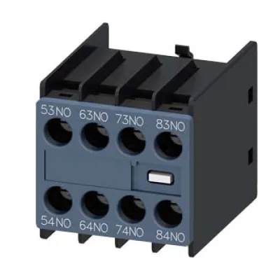 Siemens Hilfsschalterblock 3RH2911-1GA40 | 4 Schließer | Schraubanschluss | Frontmontage | 6A AC-15 | S00/S0 | Weiß