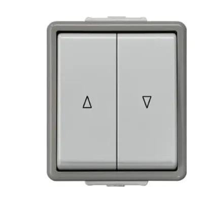 SIEMENS Jalousietaster 5TD4708 Delta Fläche | Aufputz | IP44 | 2-polig Wippe | 10A 250V | Kunststoff grau glänzend