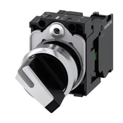 Siemens Knebelschalter 3SU1150-2BF60-1BA0 | beleuchtbar | Wahlschalter 2-stufig | IP67K | Metall | 22mm | weiß