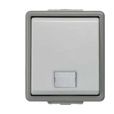 Siemens Kontrollschalter 5TA4700 | Aufputz IP44 | 1-polig | Kontrolllampe | 10A 250V | Fenster | grau/dunkelgrau