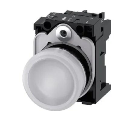 Siemens Leuchtmelder 3SU1152-6AA60-1AA0 | LED 24V AC/DC | rund 22mm | Metall Hochglanz | weiß | Komplettgerät