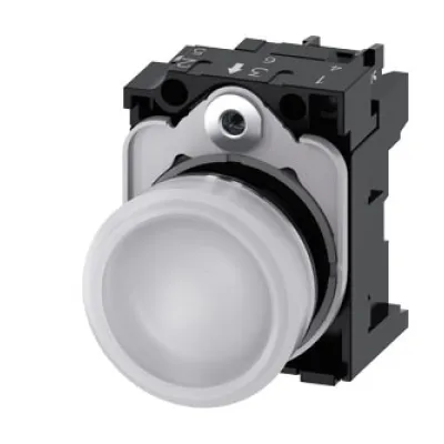 Siemens Leuchtmelder 3SU1156-6AA60-1AA0 | LED Signal-Leuchte 230V AC | rund 22mm Metall | weiß | Schraubanschluss