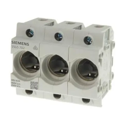 Siemens NEOZED-Sicherungssockel 5SG5702 | D02 3-polig 63A | DIN-Schiene | 400V AC 250V DC | Kunststoff | bunt