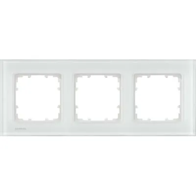 Siemens Abdeckrahmen 3-fach | DELTA miro Glas | 5TG1203-1 | Glasrahmen für Unterputz | glänzend | 232x90 mm | weiß