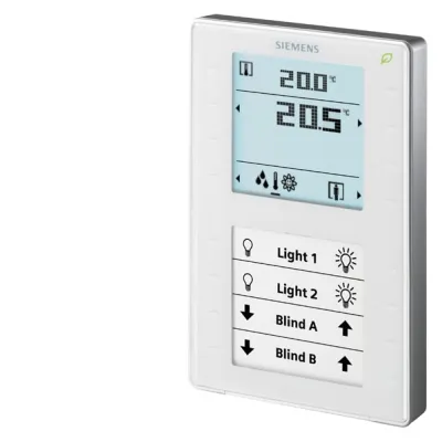 SIEMENS Raumtemperaturregler S55624-H108 KNX | Aufputz | segmentiertes LCD | Touchkeys | Präsenzmelder | weiß