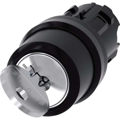 Siemens Schlüsselschalter RONIS 3SU1000-4BF01-0AA0 | 2 Stellungen O-I | verrastend | 22mm | IP68 | Kunststoff | silber