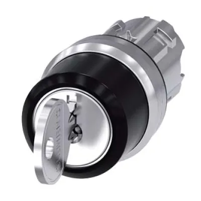 Siemens Schlüsselschalter 3SU1050-4BL11-0AA0 | 3 Stellungen | RONIS SB30 | 22mm | Metall | IP68 | 2 Schlüssel | Silber