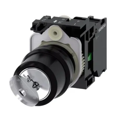 Siemens Schlüsselschalter | RONIS 3SU1100-4BF11-1BA0 | 2 Schaltstellungen | Ø22mm | IP67K | Kunststoff | Silber