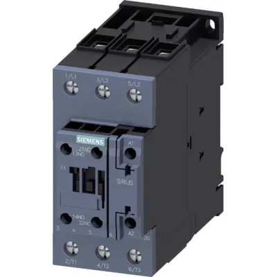 Siemens Leistungsschütz 3RT2038-1AP00 | 37kW | 400V | 80A | 3-polig | 230V Spule | 1S+1Ö | Schraubanschluss | Schwarz