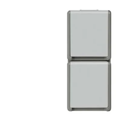 Siemens Schuko-Steckdose 5UB4723 | 2-fach senkrecht | IP44 Aufputz | Klappdeckel | schraubenlose Klemmen | grau