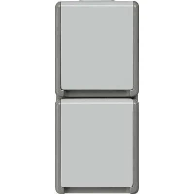 Siemens Schuko-Steckdose 5UB4723 | 2-fach senkrecht | IP44 Aufputz | Klappdeckel | schraubenlose Klemmen | grau