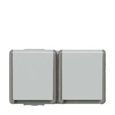 Siemens Schuko-Steckdose 5UB4722 | 2-fach Aufputz waagerecht | IP44 | Klappdeckel | schraubenlose Klemmen | grau