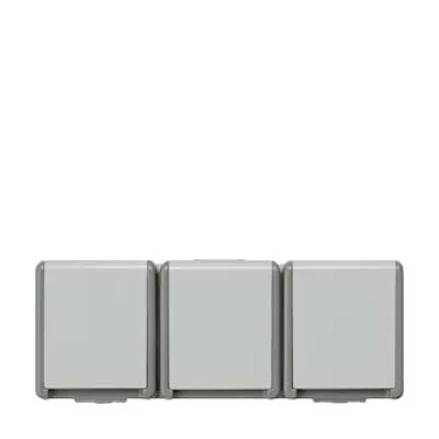 SIEMENS Steckdose 5UB4731 | Schuko 3-fach waagerecht | Aufputz IP44 | Klappdeckel | schraublose Klemmen | grau