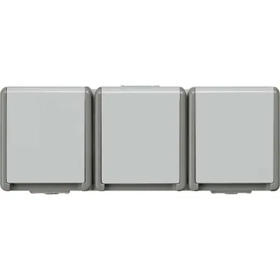 SIEMENS Steckdose 5UB4731 | Schuko 3-fach waagerecht | Aufputz IP44 | Klappdeckel | schraublose Klemmen | grau