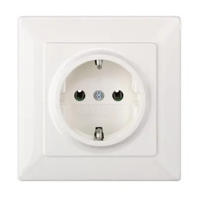 Siemens SCHUKO Steckdose 5UB1580 | DELTA line | Unterputz | 1-fach | 16A 250V | Vollplatte 80x80mm | titanweiß