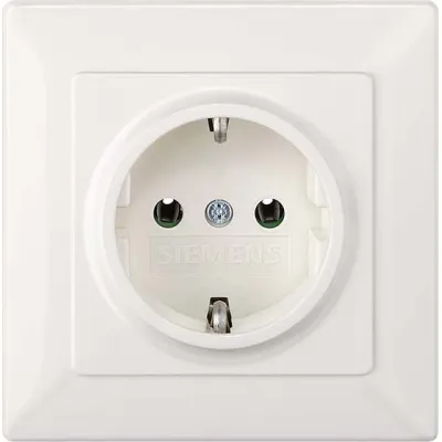 Siemens SCHUKO Steckdose 5UB1580 | DELTA line | Unterputz | 1-fach | 16A 250V | Vollplatte 80x80mm | titanweiß