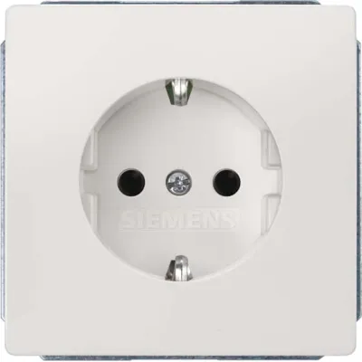 Siemens Schuko-Steckdose | DELTA style | Unterputz | titanweiß glänzend | 16A 250V | IP20 | Berührungsschutz