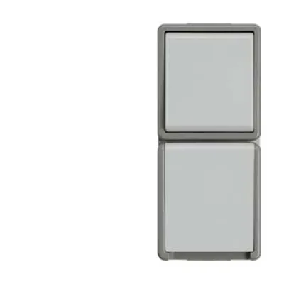 Siemens Schalter-Steckdosenkombination 5TA4816 | Wechselschalter SCHUKO | Aufputz | IP44 | vertikal | Thermoplast | grau