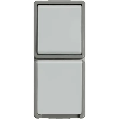 Siemens Schalter-Steckdosenkombination 5TA4816 | Wechselschalter SCHUKO | Aufputz | IP44 | vertikal | Thermoplast | grau