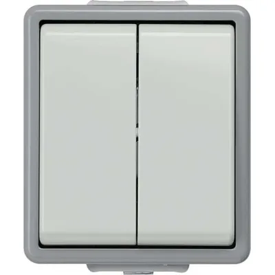 Siemens Serienschalter 5TA4705 DELTA fläche AP IP44 | Aufputz | 2-fach | 10A 250V | dunkelgrau/hellgrau | 66x75mm