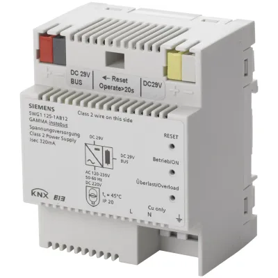 SIEMENS Spannungsversorgung 5WG1125-1AB12 | KNX Netzteil REG 4TE | 320mA | DC 29V | LED-Anzeige | 1 Linie | Hutschiene