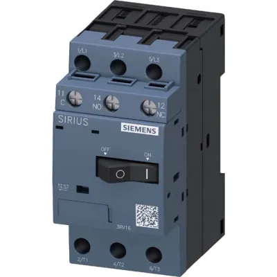 Siemens Leistungsschalter 3RV1611-1CG14 | 2,5A | 3-polig | S00 | Kurzschlussauslöser 10,5A | IP20 | Hutschiene