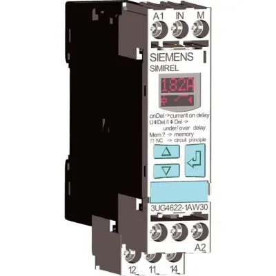 SIEMENS Stromüberwachungsrelais 3UG4622-1AW30 | 0,05-10A AC/DC | digital einstellbar | Stromwächter | 22,5mm | 24–240V