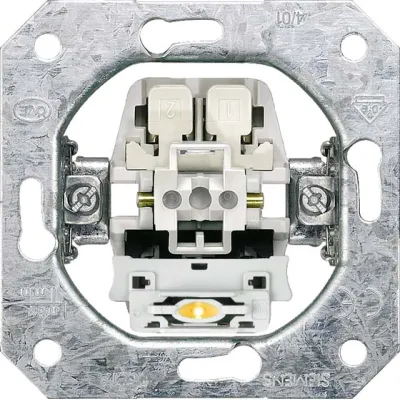 Siemens Tastereinsatz 5TD2117 | DELTA Unterputz 1-fach Wechsler | mit Beleuchtung | N-Klemme | Metall | 10A 250V | IP20