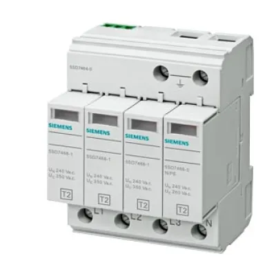 Siemens Überspannungsableiter Typ 2 5SD7464-0 | 4-polig 350V UC | Anforderungsklasse C | TN-S/TT | 20kA | Hutschiene