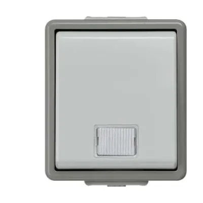 Siemens Wechselschalter 5TA4710 | IP44 | Aufputz | LED-Kontrollleuchte | 10A 250V | grau/dunkelgrau | Kunststoff