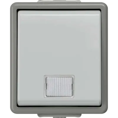 Siemens Wechselschalter 5TA4710 | IP44 | Aufputz | LED-Kontrollleuchte | 10A 250V | grau/dunkelgrau | Kunststoff