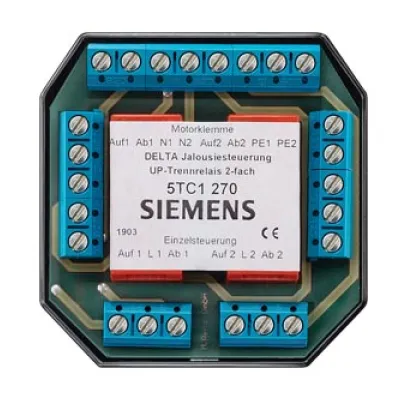 Siemens Jalousiesteuerung UP-Trennrelais 5TC1270 | 2 Motoren | Unterputz | 230V 8A | Einzelsteuerung | Delta Serie