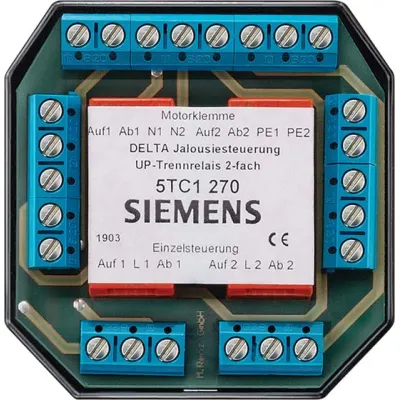 Siemens Jalousiesteuerung UP-Trennrelais 5TC1270 | 2 Motoren | Unterputz | 230V 8A | Einzelsteuerung | Delta Serie