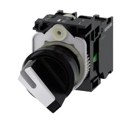 Siemens Knebelschalter 3SU1100-2BF60-1MA0 | 2-stufig verrastend | 22mm | IP67/IP69K | Kunststoff weiß-schwarz