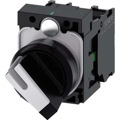 Siemens Knebelschalter 3SU1100-2BF60-1MA0 | 2-stufig verrastend | 22mm | IP67/IP69K | Kunststoff weiß-schwarz