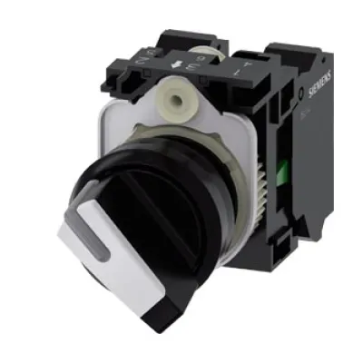 Siemens Knebelschalter 3SU1100-2BF60-3MA0 | Wahlschalter 2-stufig | 22mm | beleuchtbar | IP67/IP69K | weiß