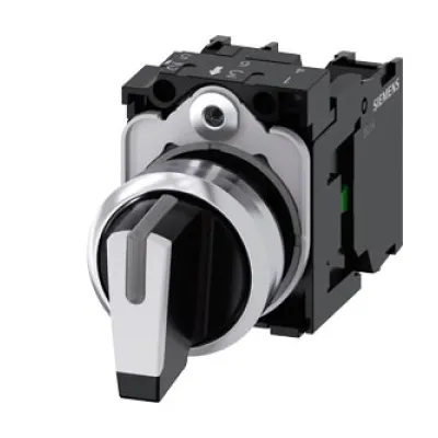 Siemens Knebelschalter 3SU1150-2BM60-1NA0 | Wahlschalter 3 Stellungen tastend | 22mm | Metall | IP67/IP69K | weiß