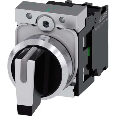 Siemens Knebelschalter 3SU1150-2BM60-1NA0 | Wahlschalter 3 Stellungen tastend | 22mm | Metall | IP67/IP69K | weiß