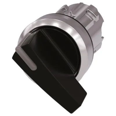 Siemens Knebelschalter 3SU1052-2CF10-0AA0 | beleuchtbar | 2 Schaltstellungen | Metall hochglanz | rund 22,3mm | schwarz