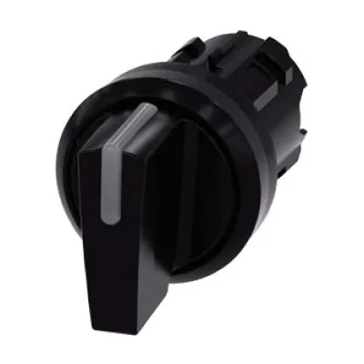 Siemens Knebelschalter beleuchtbar 3SU1002-2BM10-0AA0 | 3 Schaltstellungen | Ø22,3mm | tastend | IP68 | schwarz