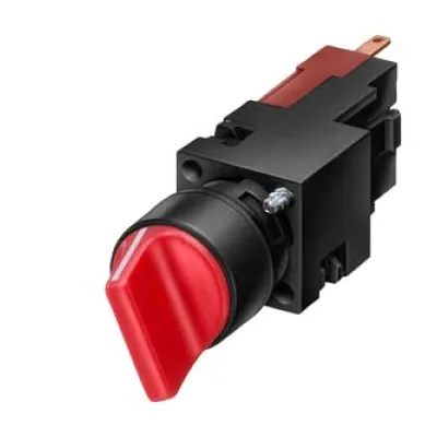Siemens Wahlschalter 3SB2202-2AB01 | Knebelschalter 16mm rund | 2 Schaltstellungen O-I | verrastend | IP65 | schwarz