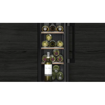 Siemens Weinkühlschrank KU20WVHF0 iQ500 | Einbaugerät 82x30 cm | Glastür UV-Schutz | 21 Flaschen | Eiche-Holzroste | LED
