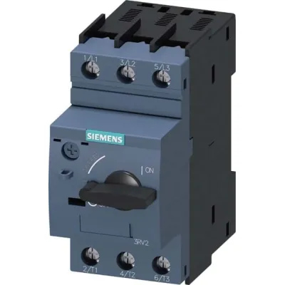 Siemens Motorschutzschalter 3RV2023-4AA10 | 3-polig | 10–16A | 16A Iu | 690V | Schraubanschluss | IP20 | Drehknopf