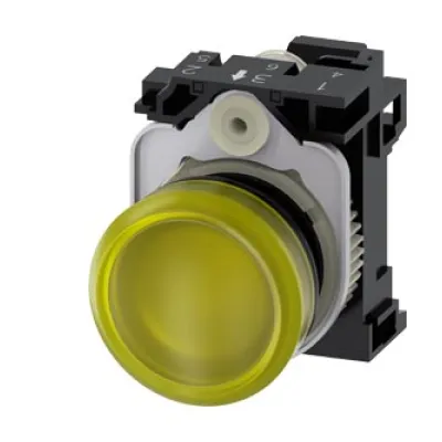 Siemens Leuchtmelder 3SU1106-6AA30-3AA0 | 22 mm rund | LED gelb | AC 230 V | IP67/IP69K | Kunststoff | flache Linse