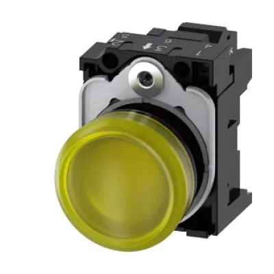 Siemens Leuchtmelder 3SU1106-6AA30-3AA0 | 22 mm rund | LED gelb | AC 230 V | IP67/IP69K | Kunststoff | flache Linse