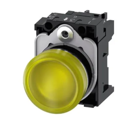 Siemens Leuchtmelder 3SU1156-6AA30-1AA0 | LED-Anzeige rund 22mm | AC 230V | Metall | IP67/IP69K | gelb